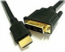 Шнур шт HDMI - шт DVI 1.8м Konoos KC-HDMI-DVI-1.8, 19M/19M, single link, черный, экран, позол.разъемы, блистер