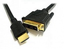 Шнур шт HDMI - шт DVI 4.5м Konoos KC-HDMI-DVI-5, 19M/19M, single link, черный, экран, позол.разъемы, блистер