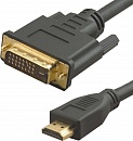 Кабель HDMI-DVI Gembird/Cablexpert CC-HDMI-DVI-7.5MC, 19M/19M, 7.5м, single link, черный, позол.разъемы, экран, пакет