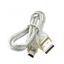 Шнур шт USB - шт mini USB 1м прозрачный