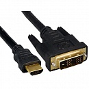 Шнур шт HDMI - шт DVI 4.5м Gembird/Cablexpert CC-HDMI-DVI-15, 19M/19M, single link, черный, позол.разъемы, экран, пакет